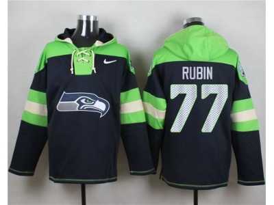 Nike Seattle Seahawks #77 Ahtyba Rubin Navy Blue Player Pullover NFL Hoodie