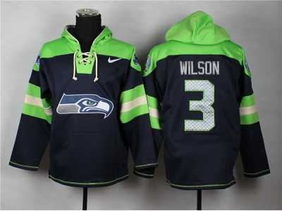Nike seattle seahawks #3 wilson blue- green jerseys[pullover hooded sweatshirt]