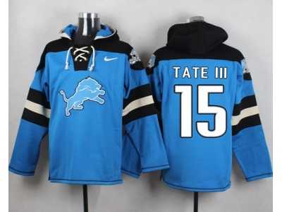 Nike Detroit Lions #15 Golden Tate III Blue Player Pullover NFL Hoodie