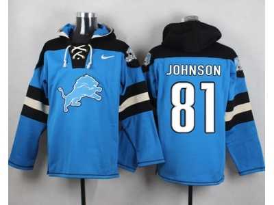 Nike Detroit Lions #81 Calvin Johnson Blue Player Pullover NFL Hoodie