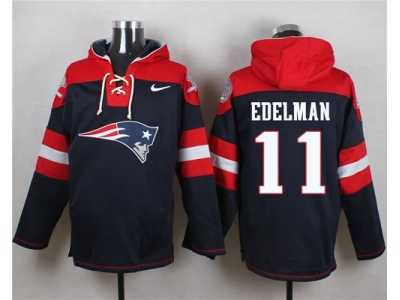 Nike New England Patriots #11 Julian Edelman Navy Blue Player Pullover Hoodie