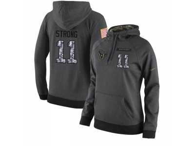 NFL Women's Nike Houston Texans #11 Jaelen Strong Stitched Black Anthracite Salute to Service Player Performance Hoodie