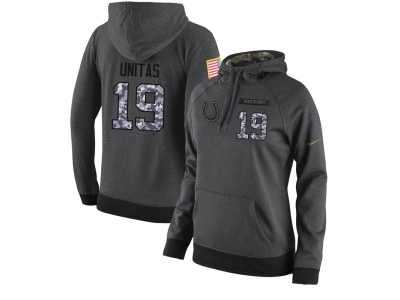 NFL Women's Nike Indianapolis Colts #19 Johnny Unitas Stitched Black Anthracite Salute to Service Player Performance Hoodie