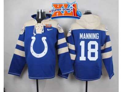 Nike Indianapolis Colts #18 Peyton Manning Royal Blue Super Bowl XLI Player Pullover NFL Hoodie