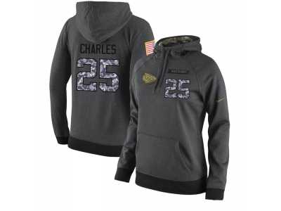 NFL Women's Nike Kansas City Chiefs #25 Jamaal Charles Stitched Black Anthracite Salute to Service Player Performance Hoodie