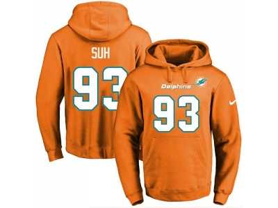 Nike Miami Dolphins #93 Ndamukong Suh Orange Name & Number Pullover NFL Hoodie