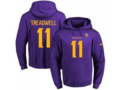 Nike Minnesota Vikings #11 Laquon Treadwell Purple(Gold No.) Name & Number Pullover NFL Hoodie