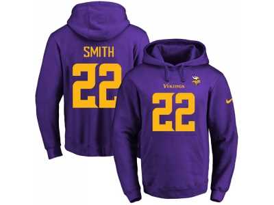 Nike Minnesota Vikings #22 Harrison Smith Purple(Gold No.) Name & Number Pullover NFL Hoodie