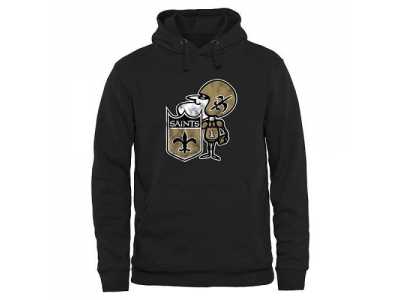 Men's New Orleans Saints Pro Line Black Throwback Logo Pullover Hoodie