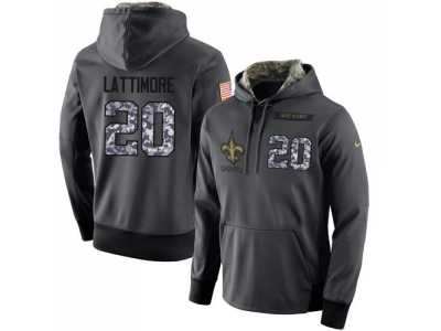 NFL Men's Nike New Orleans Saints #20 Marshon Lattimore Stitched Black Anthracite Salute to Service Player Performance Hoodie