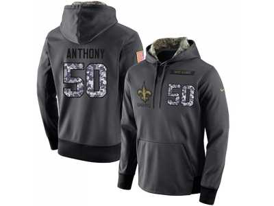 NFL Men's Nike New Orleans Saints #50 Stephone Anthony Stitched Black Anthracite Salute to Service Player Performance Hoodie