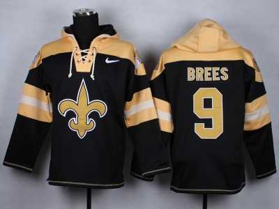Nike New Orleans Saints #9 Drew Brees black jerseys[pullover hooded sweatshirt]