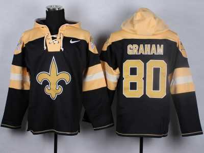 Nike new orleans saints #80 Graham black-gold jersey[pullover hooded sweatshirt]