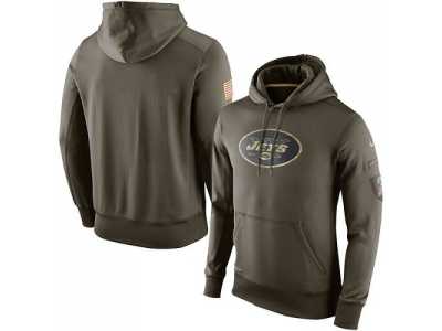 Men''s New York Jets Nike Olive Salute To Service KO Performance Hoodie