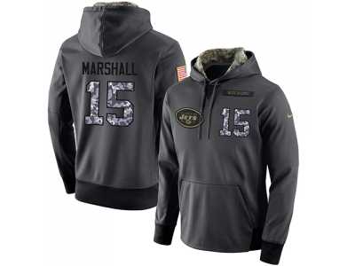 NFL Men's Nike New York Jets #15 Brandon Marshall Stitched Black Anthracite Salute to Service Player Performance Hoodie