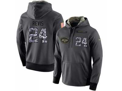 NFL Men's Nike New York Jets #24 Darrelle Revis Stitched Black Anthracite Salute to Service Player Performance Hoodie