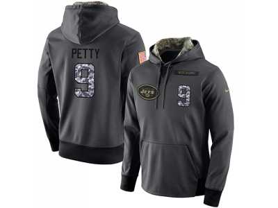 NFL Men\'s Nike New York Jets #9 Bryce Petty Stitched Black Anthracite Salute to Service Player Performance Hoodie