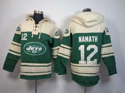 Nike jerseys New York Jets #12 Namath Green-cream[pullover hooded sweatshirt]