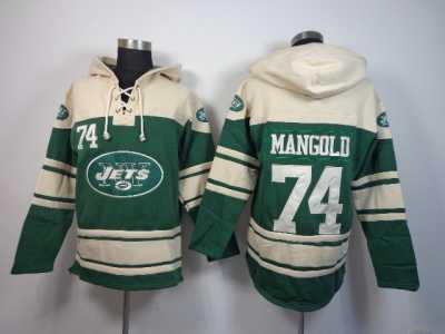Nike jerseys New York Jets #74 Nick Mangold Green-cream[pullover hooded sweatshirt]