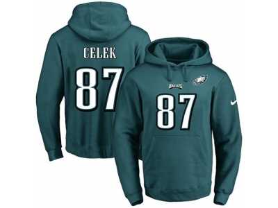 Nike Philadelphia Eagles #87 Brent Celek Midnight Green Name & Number Pullover NFL Hoodie