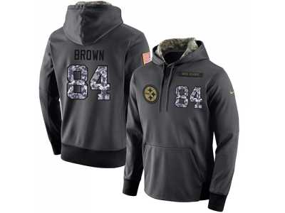 NFL Men's Nike Pittsburgh Steelers #84 Antonio Brown Stitched Black Anthracite Salute to Service Player Performance Hoodie