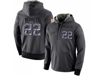 NFL Men's Nike San Diego Chargers #22 Jason Verrett Stitched Black Anthracite Salute to Service Player Performance Hoodie