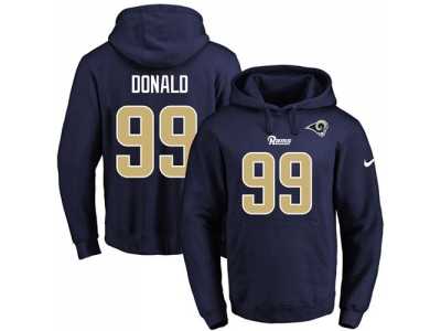 Nike Los Angeles Rams #99 Aaron Donald Navy Blue Name & Number Pullover NFL Hoodie