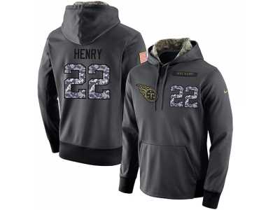 NFL Men's Nike Tennessee Titans #22 Derrick Henry Stitched Black Anthracite Salute to Service Player Performance Hoodie