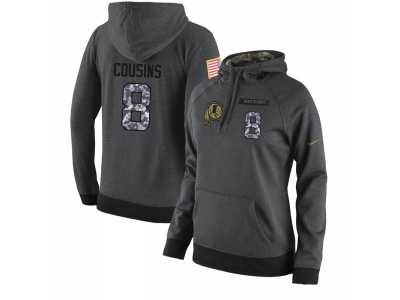 NFL Women's Nike Washington Redskins #8 Kirk Cousins Stitched Black Anthracite Salute to Service Player Performance Hoodie