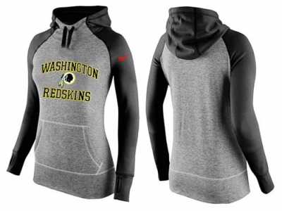 Women Nike Washington Redskins Performance Hoodie Grey & Black_2