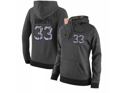 NFL Women's Nike Dallas Cowboys #33 Tony Dorsett Stitched Black Anthracite Salute to Service Player Performance Hoodie
