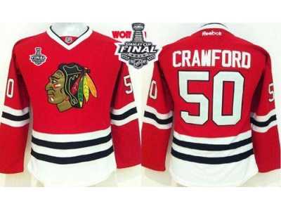 NHL Women Blackhawks #50 Corey Crawford Red Home 2015 Stanley Cup Stitched Jerseys