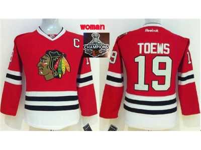 NHL Women Chicago Blackhawks #19 Janathan Toews Red Home 2015 Winter Classic 2015 Stanley Cup Champions jerseys