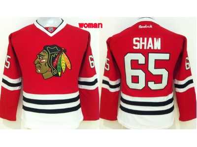 Women NHL Chicago Blackhawks #65 shaw red jerseys