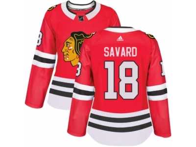 Women's Adidas Chicago Blackhawks #18 Denis Savard Authentic Red Home NHL Jersey