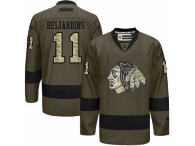 Women's Reebok Chicago Blackhawks #11 Andrew Desjardins Premier Green Salute to Service NHL Jersey