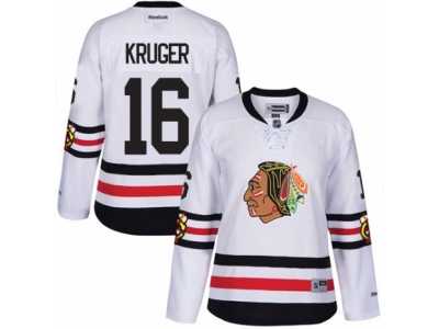 Women's Reebok Chicago Blackhawks #16 Marcus Kruger Authentic White 2017 Winter Classic NHL Jersey