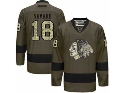 Women's Reebok Chicago Blackhawks #18 Denis Savard Authentic Green Salute to Service NHL Jersey