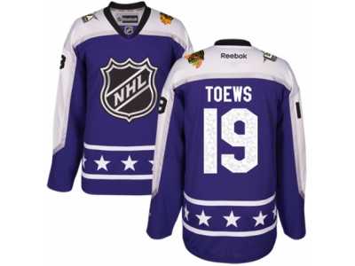 Women's Reebok Chicago Blackhawks #19 Jonathan Toews Authentic Purple Central Division 2017 All-Star NHL Jersey