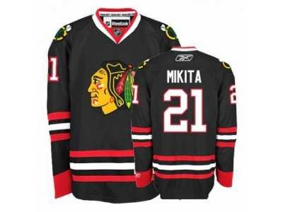 Women's Reebok Chicago Blackhawks #21 Stan Mikita Premier Black Third NHL Jersey