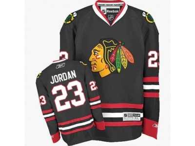 Women's Reebok Chicago Blackhawks #23 Michael Jordan Authentic Black Third NHL Jersey
