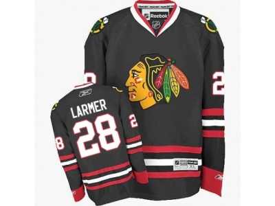 Women's Reebok Chicago Blackhawks #28 Steve Larmer Authentic Black Third NHL Jersey