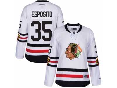 Women's Reebok Chicago Blackhawks #35 Tony Esposito Authentic White 2017 Winter Classic NHL Jersey
