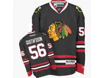 Women's Reebok Chicago Blackhawks #56 Erik Gustafsson Authentic Black Third NHL Jersey