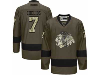Women's Reebok Chicago Blackhawks #7 Chris Chelios Authentic Green Salute to Service NHL Jersey
