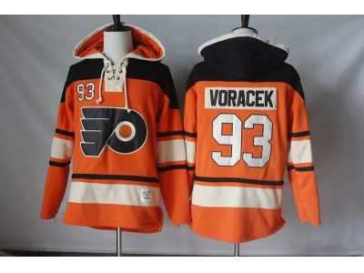 Men's Philadelphia Flyers #93 Jakub Voracek Orange Sawyer Hooded Sweatshirt Stitched NHL Jersey