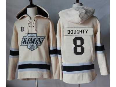 Men's Los Angeles Kings #8 Drew Doughty Cream Sawyer Hooded Sweatshirt Stitched NHL Jersey