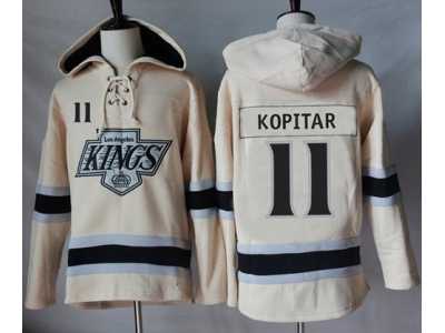 Men's Los Angeles Kings#11 Anze Kopitar Cream Sawyer Hooded Sweatshirt Stitched NHL Jersey
