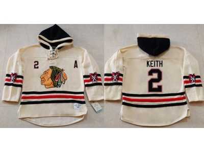 Chicago Blackhawks #2 Duncan Keith Cream Heavyweight Pullover Hoodie Stitched NHL Jersey
