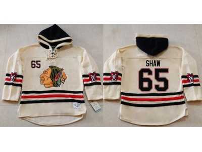 Chicago Blackhawks #65 Andrew Shaw Cream Heavyweight Pullover Hoodie Stitched NHL Jersey